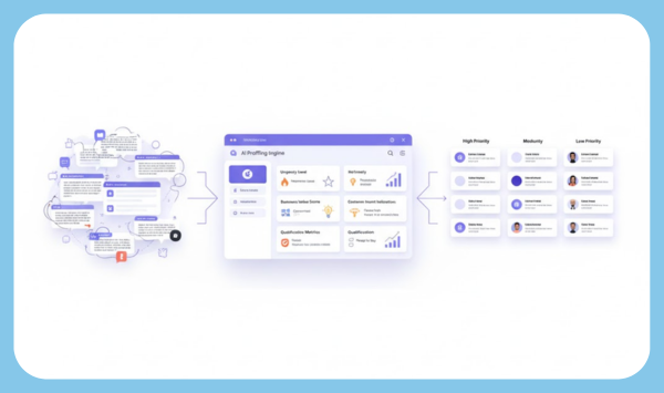 The core of this system lies in <b>lead profiling and intent analysis.</b> The AI understands context and identifies important signals even when customer information is unstructured.