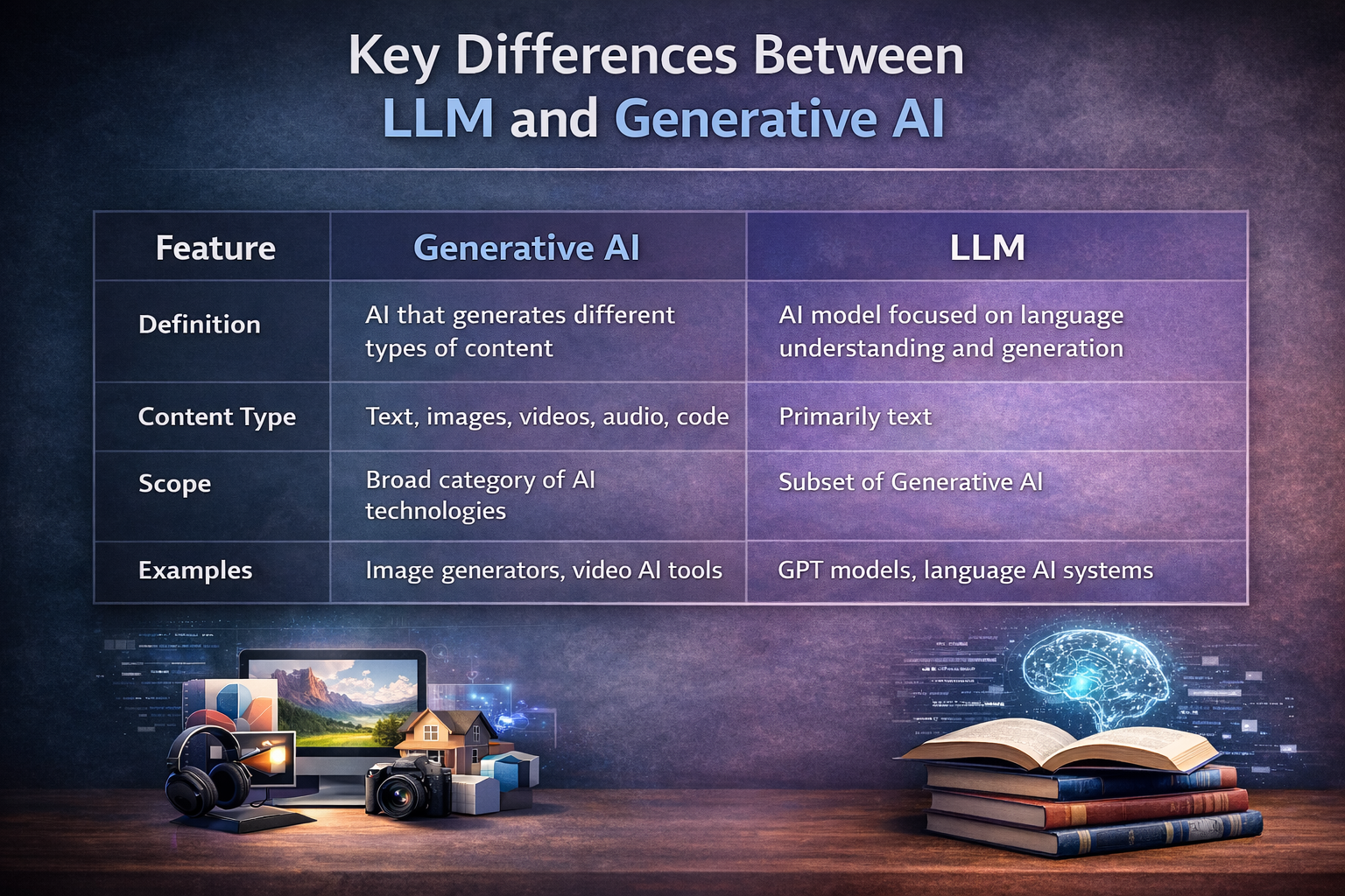 Key Differences Between LLM and Generative AI