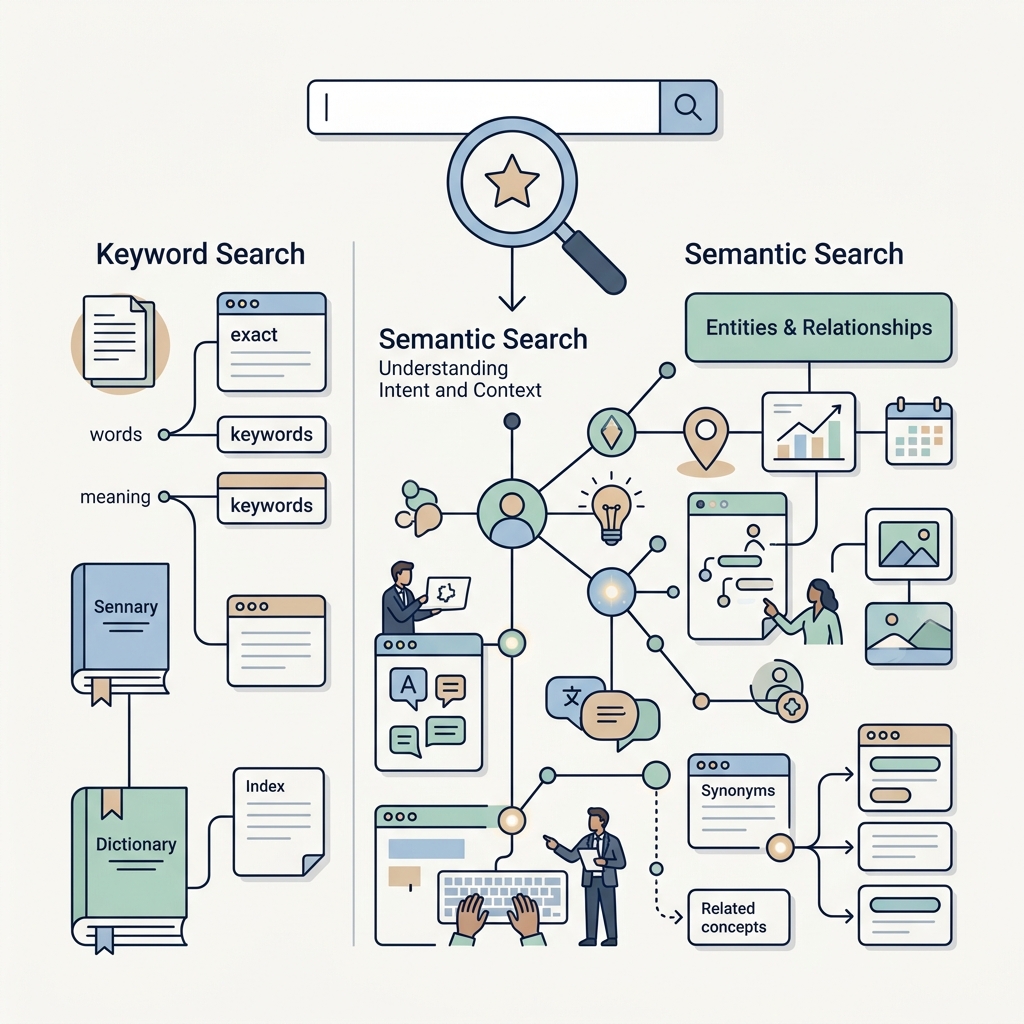 Section: what-is-rag; Eyebrow: Plain answer; Heading: What is semantic search?